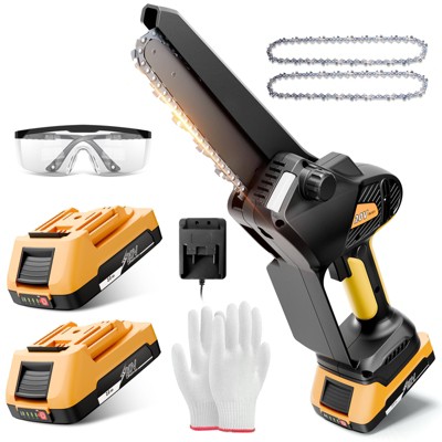 SUGIFT Cordless 8-Inch Mini Chainsaw with Brushless Motor, Safety Lock, Automatic Oiling, and 20V Battery for Yard Work