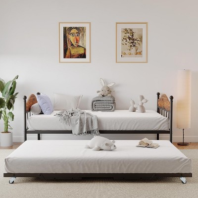 Twin Daybed with Trundle – Stylish Metal Sofa Bed Frame, Pop-Up Trundle, Perfect for Any Space
