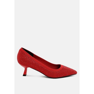 Vimto Breathable Flyknit Rhinestone Pumps Women