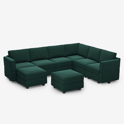 Belffin Modular Velvet Sofa with Storage Seat and Ottoman (7 Seats + 9 Sides)