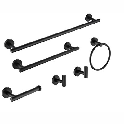 Tramull 6-Piece Stainless Steel Towel Rack Set, Wall Mount Bathroom Organizer for Home, Laundry & Outdoor Shower