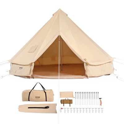 VEVOR Canvas Bell Tent, 4 Seasons 6 m/19.68 ft Yurt Tent, Canvas Tent for Camping with Stove Jack, Breathable Tent Holds up to 10 People