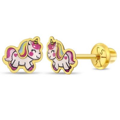 Girls' Simply Unicorn Screw Back 14k Gold Earrings - In Season Jewelry
