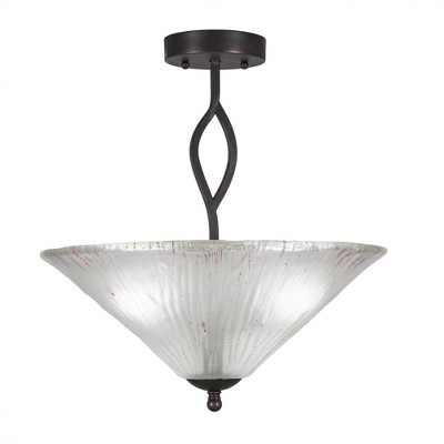 Toltec Lighting Revo 3 - Light Flush Mount in  Dark Granite with 16" Frosted Crystal Shade