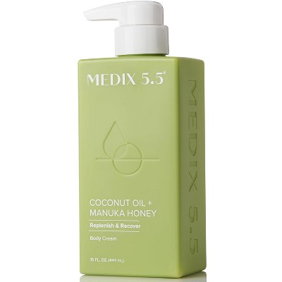 MEDIX 5.5 Coconut Oil + Manuka Honey Body Cream, Replenish & Recover Firming Moisturizer Lotion, 15 Oz