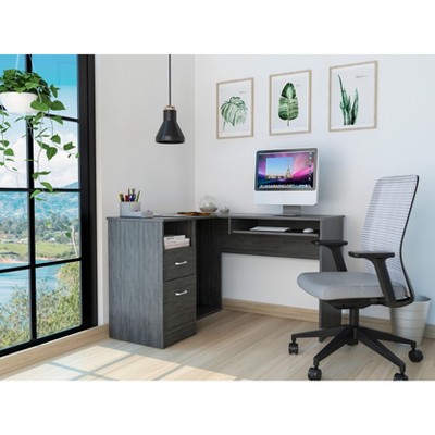 NicBex L-Shaped Corner Home Office Desk with 2 Drawers,1 Shelf&CPU Tower,Modern Computer Desk Table for Study&Company,Home Workstation