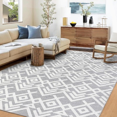 Geometric Washable Area Rugs Stain Resistant Non-Slip Large Carpet for Living Room, Bedroom, Dining Room, Kitchen Nursery