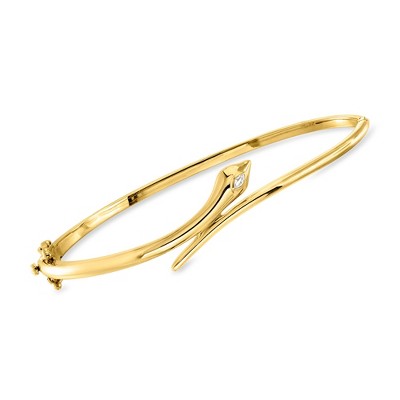 Pure Collection by Ross-Simons 18kt Gold Vermeil Snake Bypass Bangle Bracelet With Single Lab-Grown Diamond