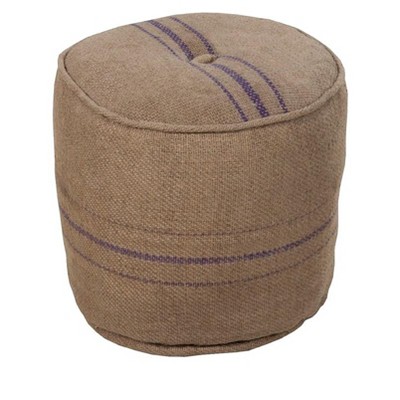 Livabliss Burlap 17"H x 18"W x 18"D Natural Fiber Tan Pouf