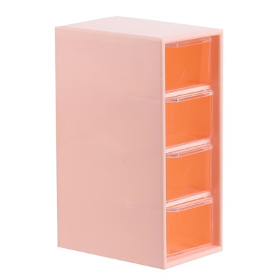 Unique Bargains Mini Plastic Cosmetics Desk Storage Box with 4 Drawers for Office Supplies