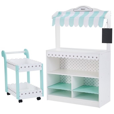 Teamson Kids My Dream Bakery Shop and Pastry Cart Wooden Play Set, White/Mint