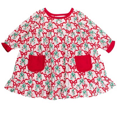 RuffleButts Girls Holiday Ruffle Pocket Pajama Night Gown