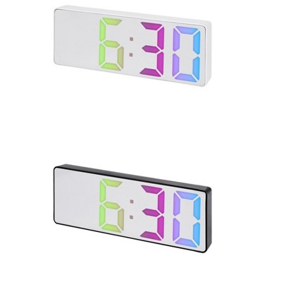 REGALWOVEN 2 Pcs Plastic Digital Adjustable Corded Electric Alarm Clock 6.3 x 2.4 x 1 Inches
