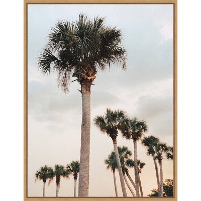 18" x 24" Tall Palms by Olivia Joy Framed Canvas Wall Art - Amanti Art: Modern Lithograph, Sawtooth Back, Nature Scene