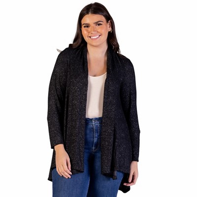 24seven Comfort Apparel Plus Size Open Front Long Sleeve High Low Cozy Cardigan