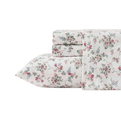 Laura Ashley Full Le Fleur Sheet Set Pink