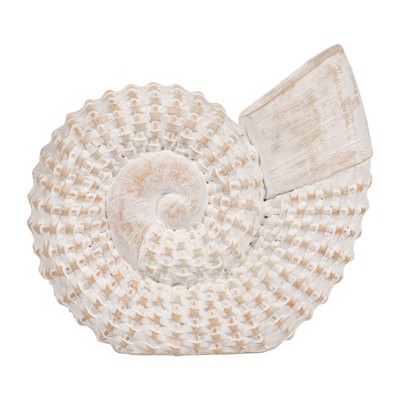 Sagebrook Home 7" Polyresin Shell Figurine - Contemporary White Decorative Seashell Table Accent - Coastal Ocean Beach Theme Home or Office Table