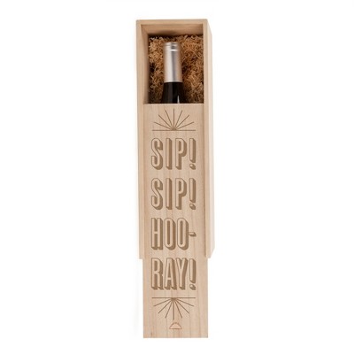 Sip Sip Hooray Wood Wine Box by True