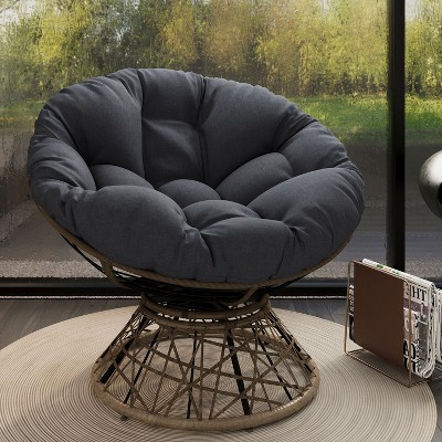 NicBex Accent Chair 40" Ergonomic Wicker Swivel Chair Lounge Chair Cloud Thick Density Fabric Cushion Reading Chair Comfy Chair, Black