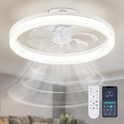 Ludomide 20" Low Profile Ceiling Fans with Lights and Remote,  Flush Mount Dimmable Fandelier for Bedroom Dining Room