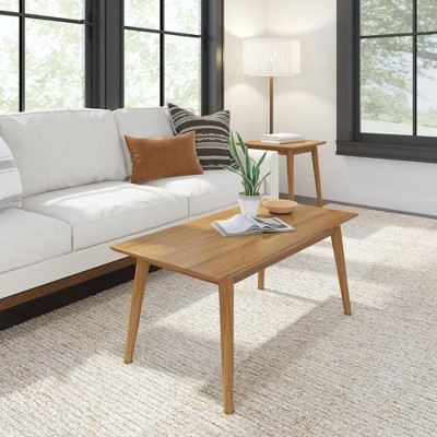 Plank+Beam Solid Wood 40" Mid Century Modern Coffee Tables for Living Room
