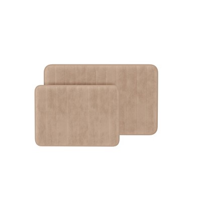 Hastings Home Memory Foam Nonslip Bathroom Rug Set - Taupe, 2 pcs