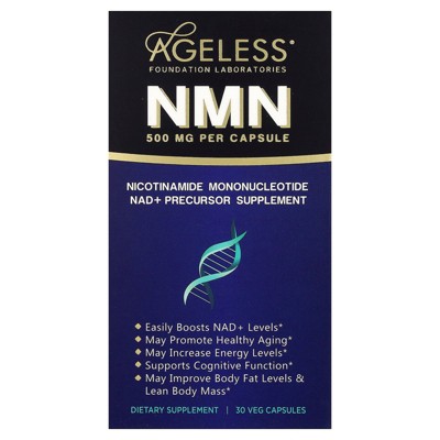 Ageless Foundation Laboratories NMN, 500 mg, 30 Veg Capsules