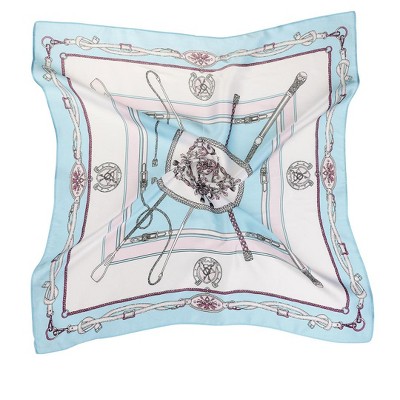 Allegra K Women's 100% Silk Floral Graphic Print Square Scarf Head Scarves Kerchief Neckerchief 21.6" X 21.6"