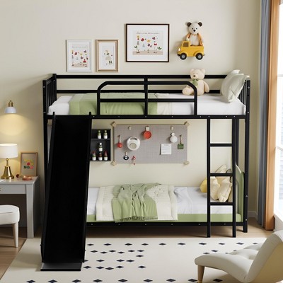 Twin Over Twin Bunk Bed with Ladder and Slide