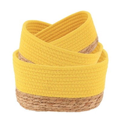 Evideco French Home Goods Set of 3 Stackable Cotton and Seagrass Baskets - Perfect for Home Organization and Stylish Storage