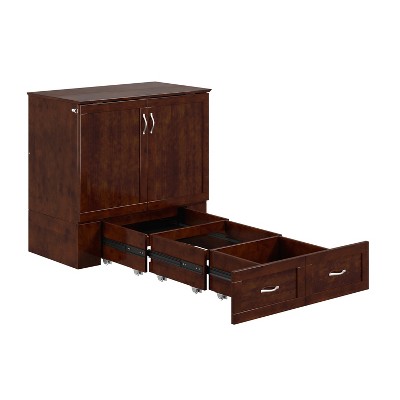 HomeStock Hamilton Murphy Bed Chest Twin Extra Long Walnut Charging Station