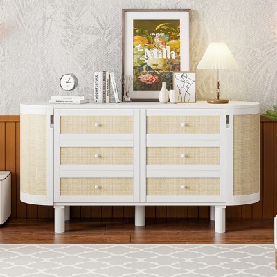 Full/Queen Murphy Bed Foldable Platform Bed with Hidden Storage, Modern Woven Design, White/Gray-ModernLuxe