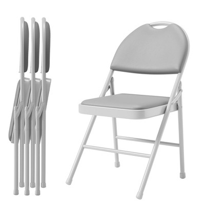 2/4/6 Pack Padded Folding Chairs, PU Leather Upholstered Foldable Chairs Set, Portable High Back Chairs for Office, Party, Dining Room