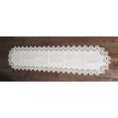 Jiallo White Floral Lace Embroidered Cutwork Rectangular Table Runner, 16 by 72  inch Table Linen Decor, Water Resistance, Machine Wash safe