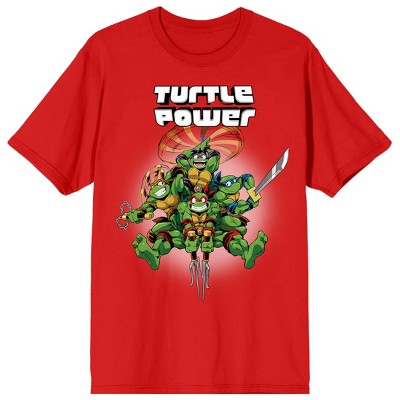 World Of TMNT Turtle Power Crew Neck Short Sleeve Red Women's T-shirt