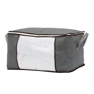 REGALWOVEN Foldable Fabric Clothes Storage Bags with Handles Gray