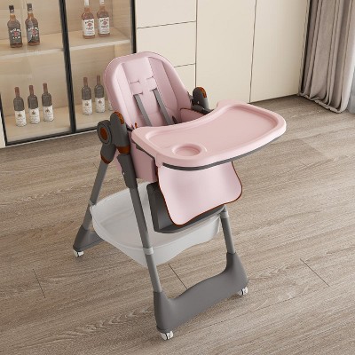KWPZQEB High Chair, 6-in-1 High Chair with Lockable Wheels, Fast-Folding, Dual-Layer Tray, Multiple Recline Positions, Comfortable Feeding