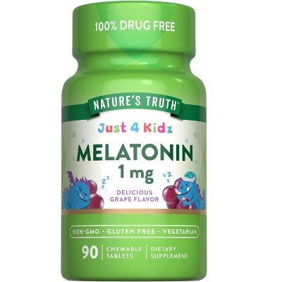 Nature's Truth Kids Melatonin Chewable Tablets | 1mg | 90 Count | Grape Flavor