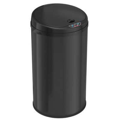 iTouchless Sensor Kitchen Trash Can with AbsorbX Odor Filter Round 8 Gallon Black Stainless Steel
