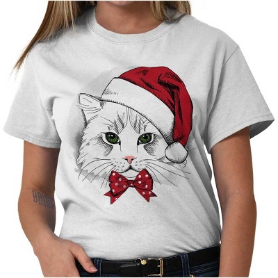 Cute Santa Kitty Merry Christmas Graphic T Shirt Men or Women Brisco Brands
