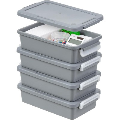 IRIS USA Clear Plastic Storage Bins with Lids, Organizing Container for Paper and Craft, Stackable