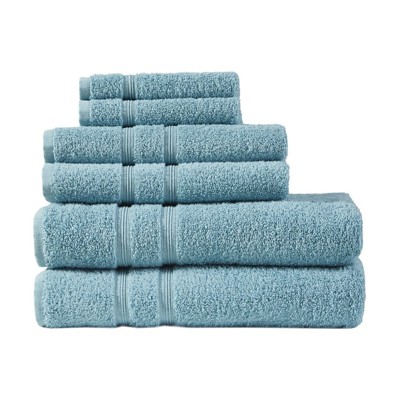 SEVOBAL Bath Towel and Washcloth Sets 6 Piece Turkish Cotton Towel Set with Anti-Microbial Treatment for Bathroom Use, Aqua, 14.5"*9.8"*5.5"