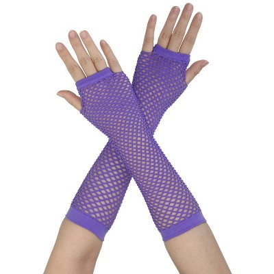 Unique Bargains Women's Elbow Length Elastic Fishnet Fingerless Arm Warmers Gloves 1 Pair