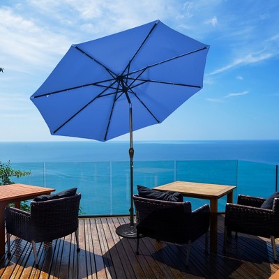 Costway 10FT Patio Solar Umbrella LED Patio Market Steel Tilt W/Crank Outdoor OrangeBlue New