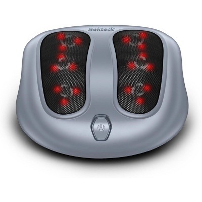 Nekteck Foot Massager with Heat - Shiatsu Electric Kneading for Plantar Fasciitis - Infrared & Power Cord - Gray