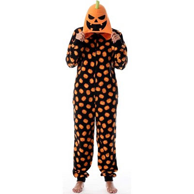 Just Love Mens One Piece Union Suit -  Pumpkin Halloween Costume Pajamas - Jack-O-Lantern