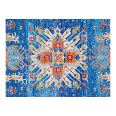36"x48" Las Cruces 1/4" Rug'D Chair Floor Mat Blue/Orange - Anji Mountain: Durable, Indoor, Felt Backed
