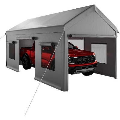 10'x20' Heavy Duty Portable Garage, All-Season Carport with Roll-Up Windows & Removable Walls, Shelter for Cars, Trucks & Outdoor Storage