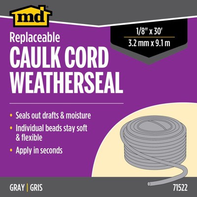 M-D - Synthetic Fiber - Caulking Cord For Doors and Windows - Gray - 30 ft.
