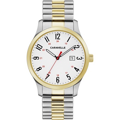 Caravelle designed by Bulova Men's Traditional 3-Hand Date Quartz Watch with Expansion Band